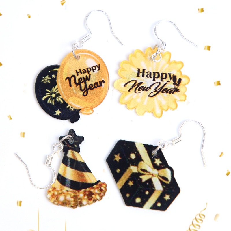 5 Elegant Happy New Year Women's Earrings